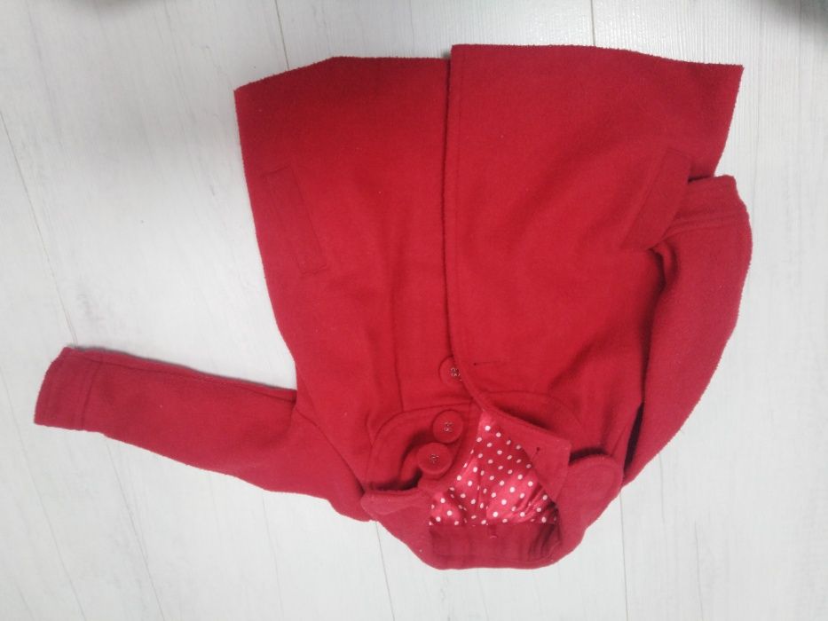 Flauszowy płaszczyk czerwony, 9-12, 80 cm