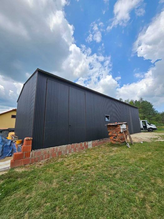 Grafitowy Garaż blaszany |Hala Magazynowa | Wiata | Hala   – GRZYWSTAL