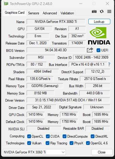 GeForce RTX 3060 Ti VENTUS 2X OC