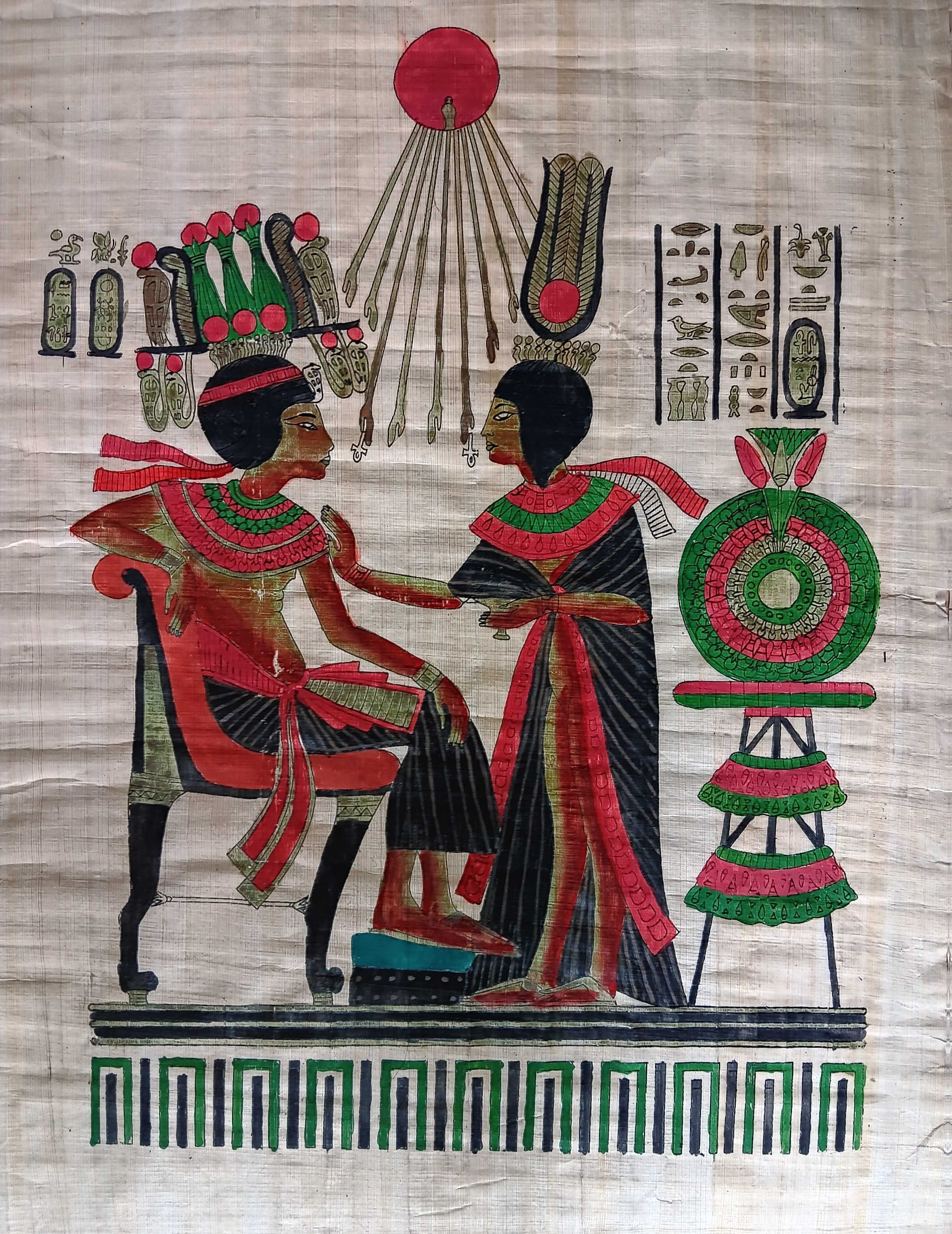 Papiro do Egipto, raro, com 65 x 42 cm.