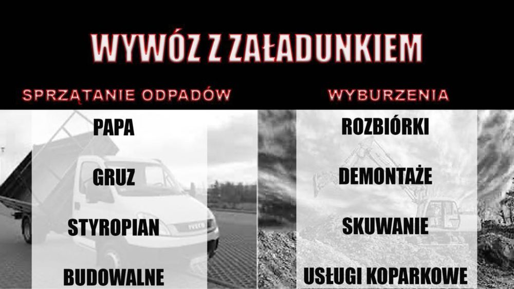 Wyburzanie rozbiórki skuwanie wywóz gruzu odpadów opróżnianie mieszkań