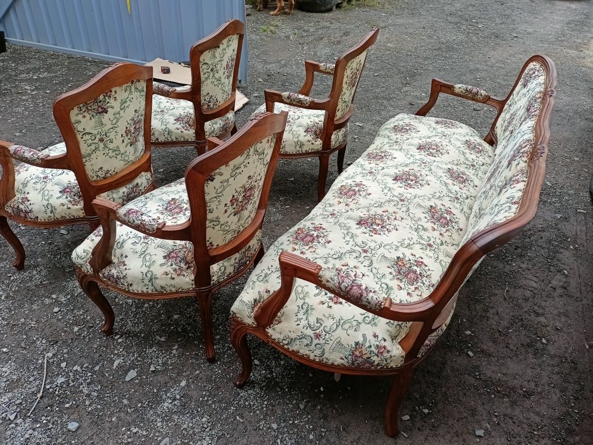 Komplet mebli w stylu ludwika sofa 4 fotele