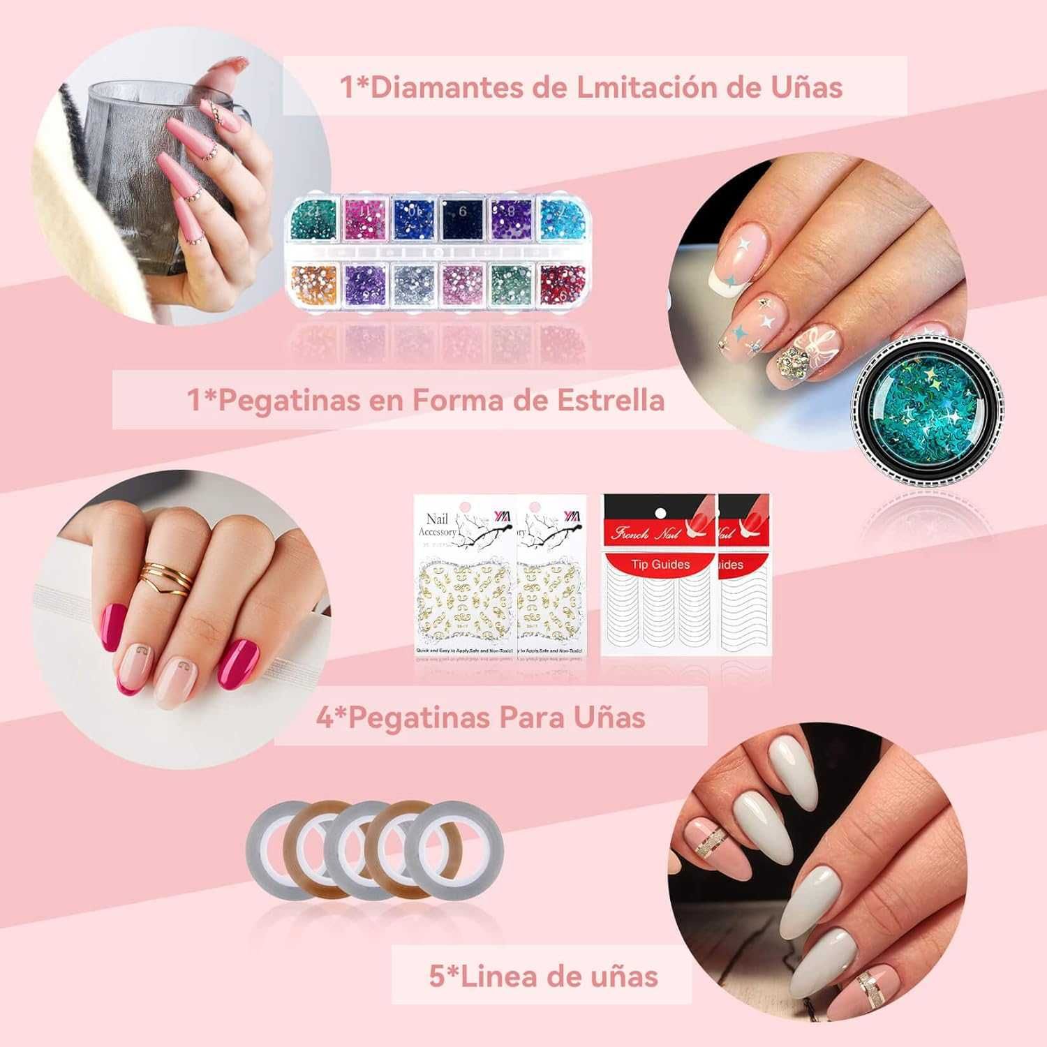 Catalisador unhas de gel UV LED + acessórios manicure + decoração NOVO