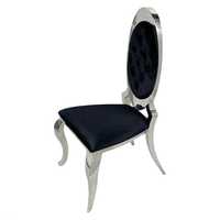 Krzesło glamour Victoria II Black czarne pikowane guzikami