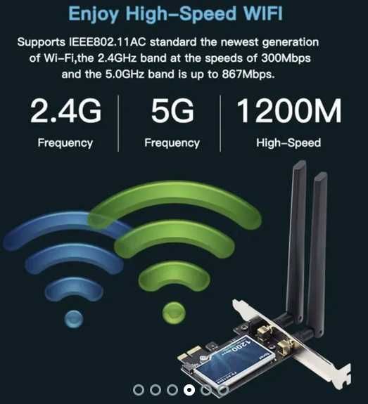 Адаптер WiFi, Bluetooth 4.0 Fenvi Fv-Ac1200 PCIE 2.4Ghz/5Ghz