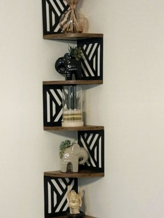 Narożna Wisząca Półka Dekoracyjna Na Ścianę Loft Na Kwiaty Książki