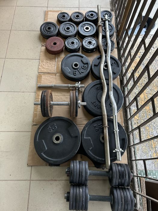 Obciążenie żeliwne 190kg i 2 gryfy gratis