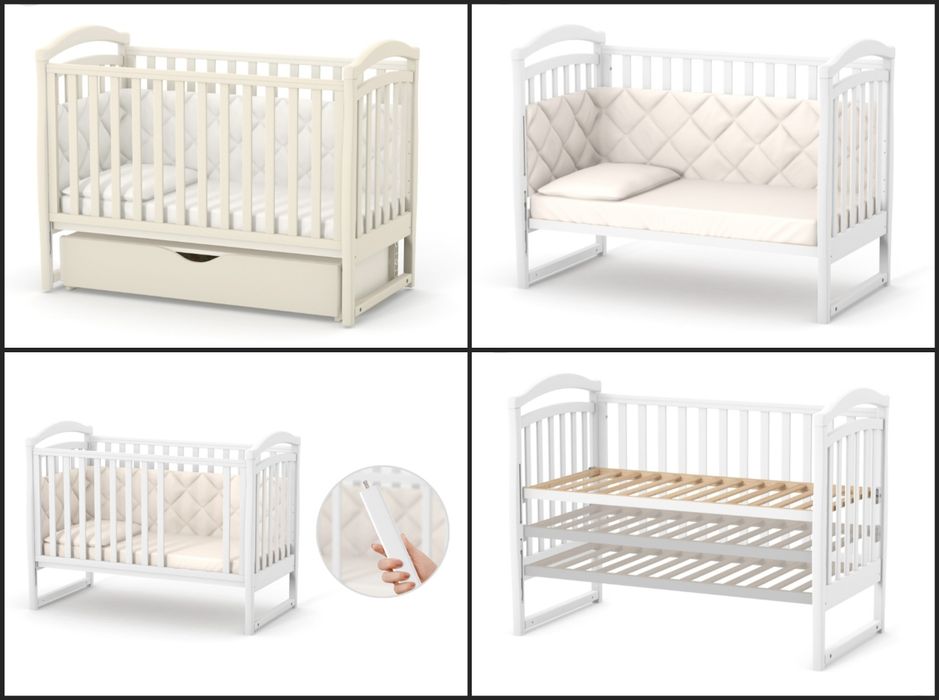Ліжечко ліжко дитяче з матрациком верес Veres ЛД6 слонова кістка