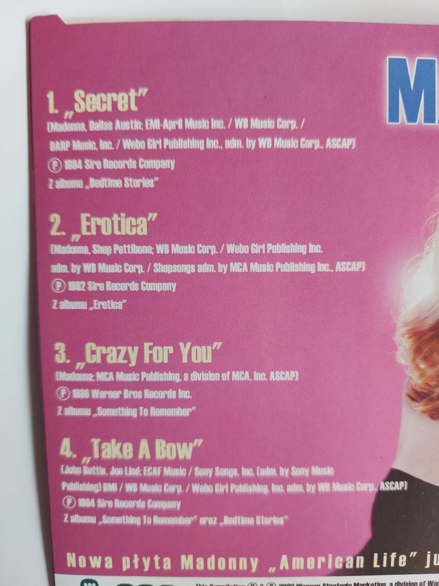 4 sztuki płyty CD Madonna, Ricky Martin