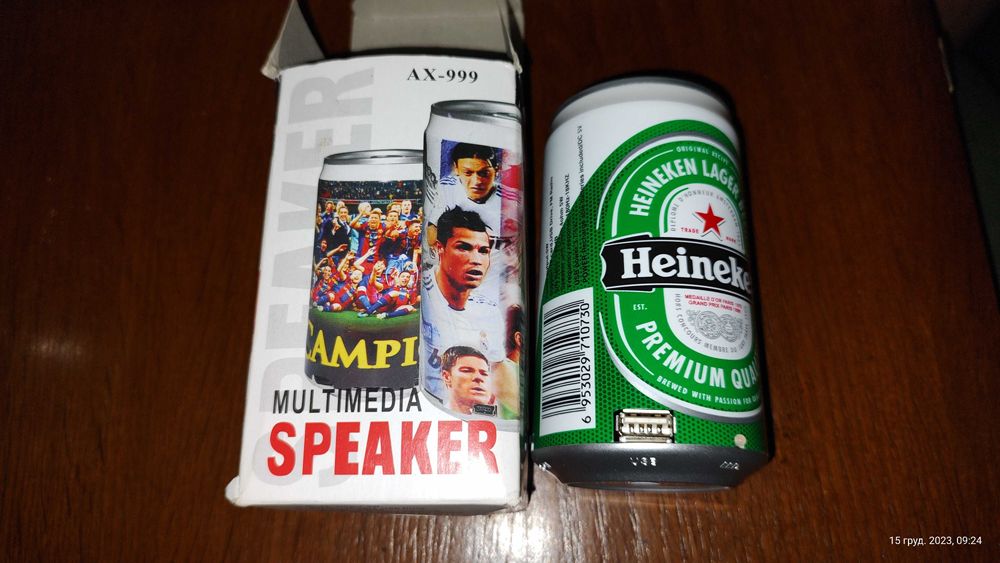 Портативна колонка банка Heineken МР3 плеєр USB/microSD