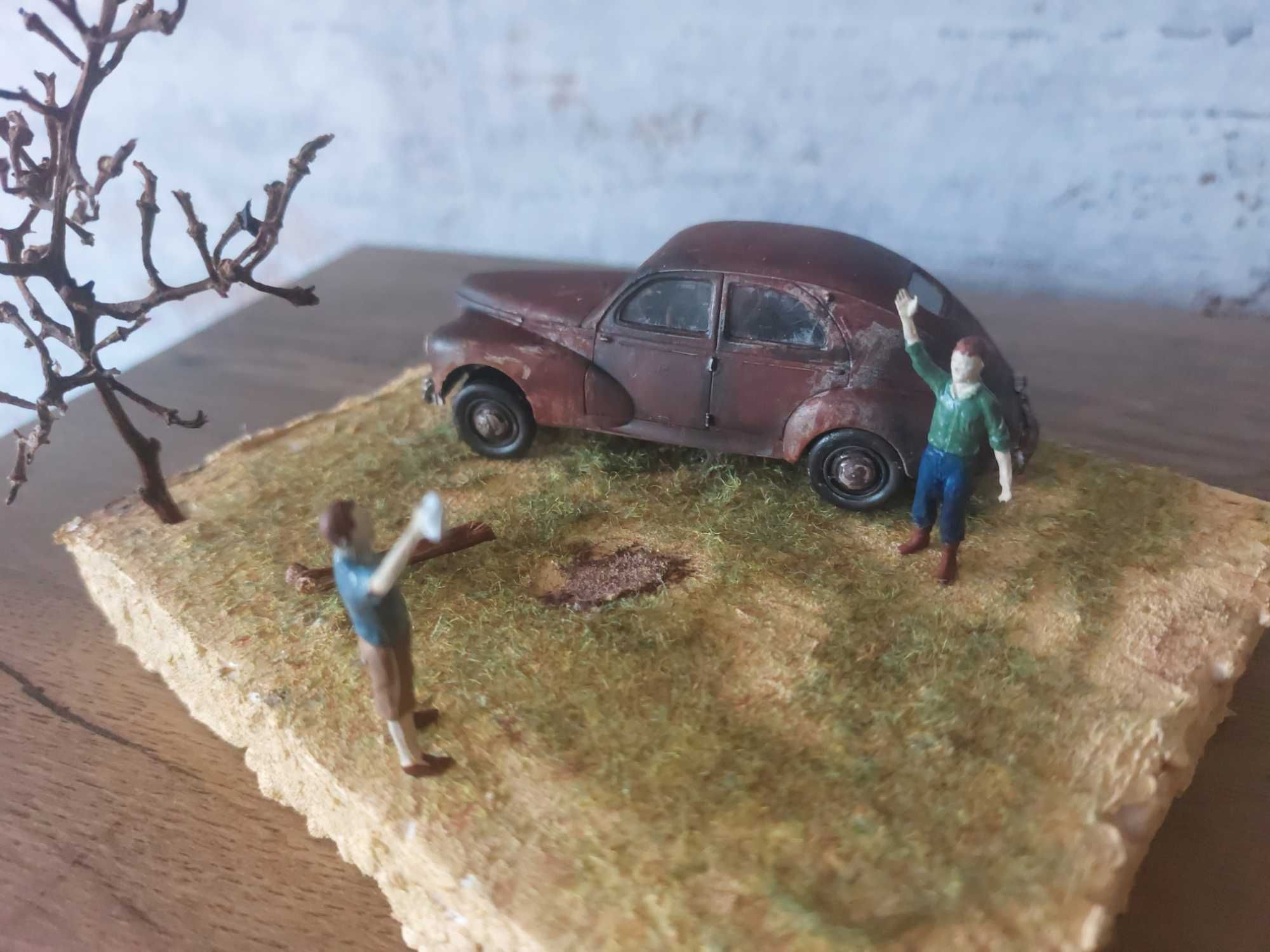 Diorama wrak Peugeot 203