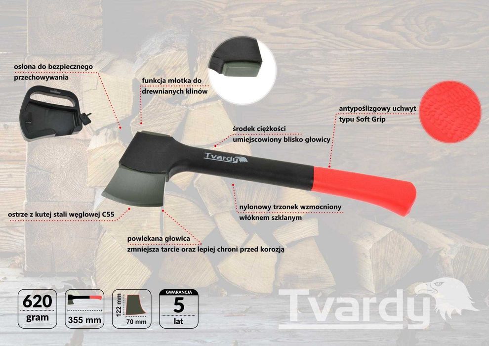 Siekiera ciesielska - Toporek 14" 620g  5 lat gwarancji