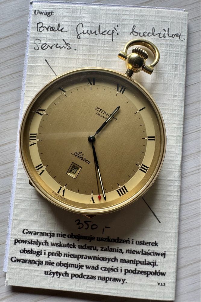 Zegarek kieszonkowy Zenith dual tone, data, VINTAGE