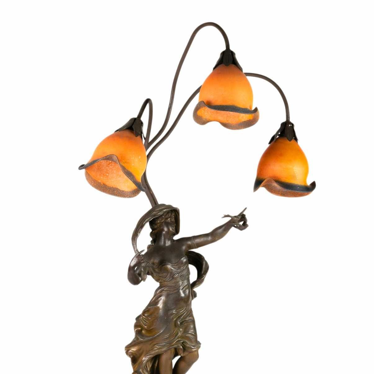Candeeiro vidro escultura mulher Arte Nova | século XX