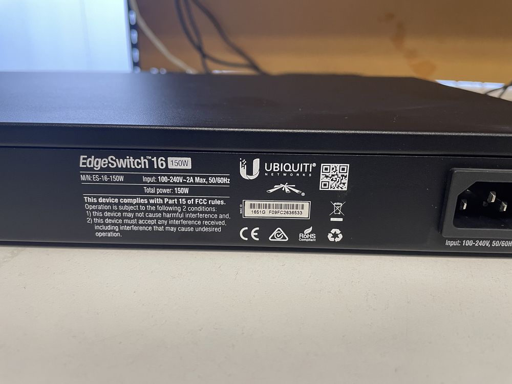 Switch de Rede Ubiquiti ES-16-150W | Preto