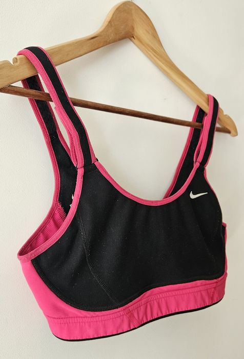 Stanik biustonosz sportowy M NIKE fuksja czarny róż strój sportowy