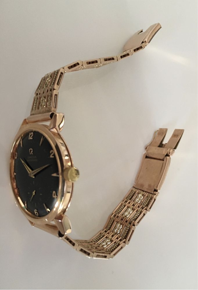 Omega , męski złoty 18k zegarek.  Bumper Automatic ideał-50-te lata .