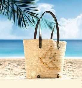 Пляжная сумка из соломки соломенная