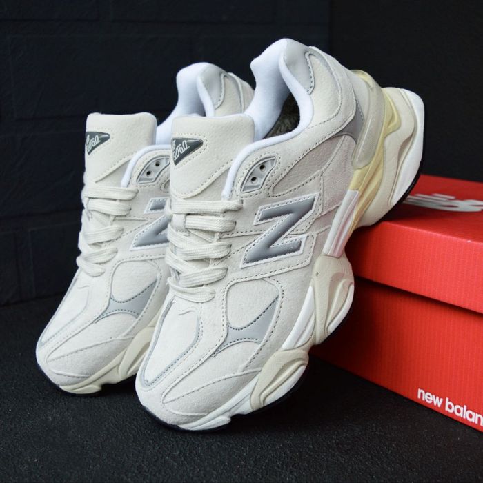 New Balance 9060 Beige Gray бежеві з сірим, хутро кросівки жіночі