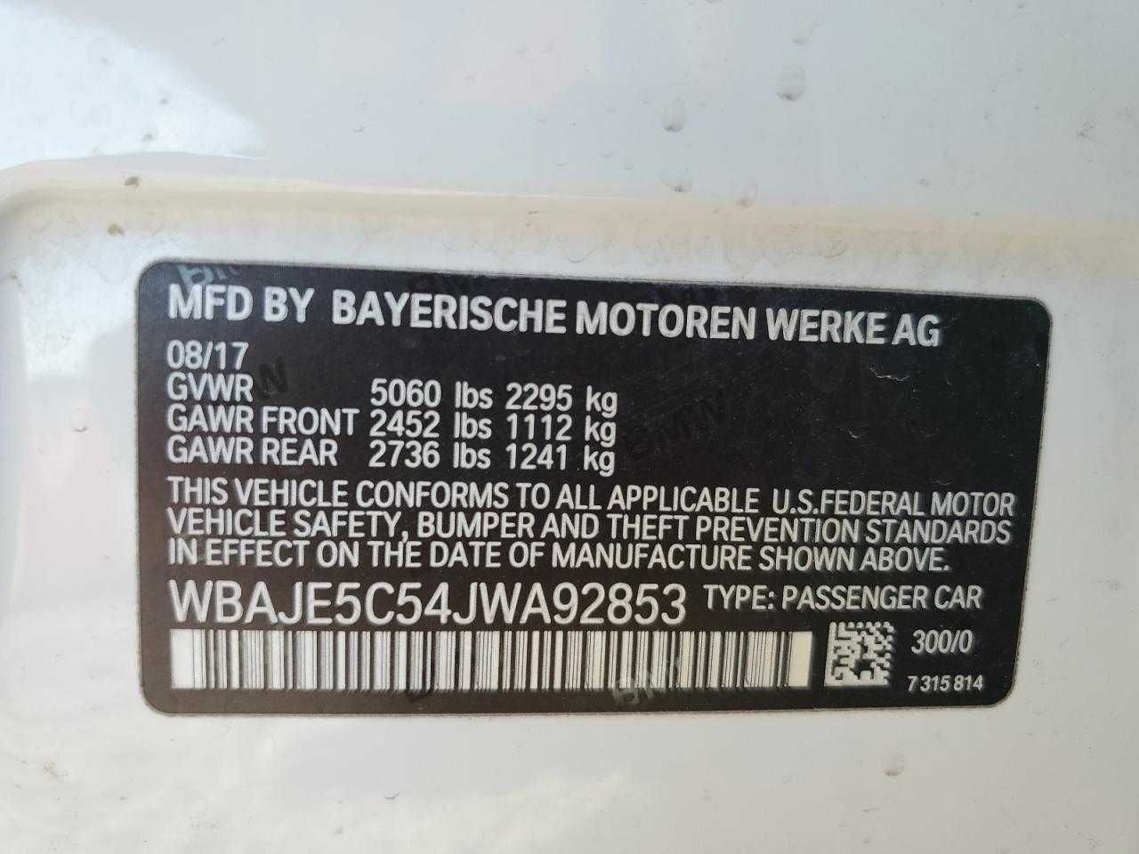 2019 Bmw 540 I WHITE