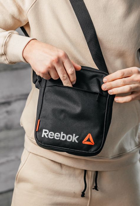 Мужская сумка через плечо Reebok, черная текстильная барсетка рибок