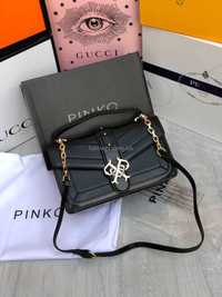 Женская сумка Pinko Пинко Double P Bag icon Classique из матовой кожи