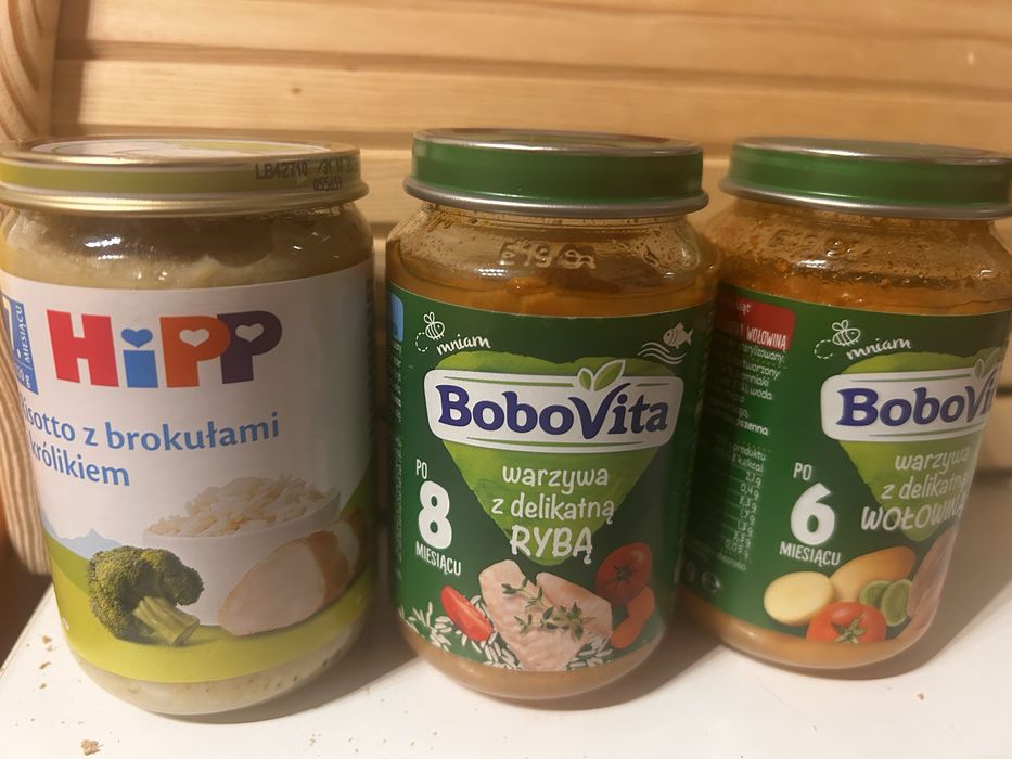 Słoiczki dla dzieci, bobovita 2x190gram, hipp 1x220gram