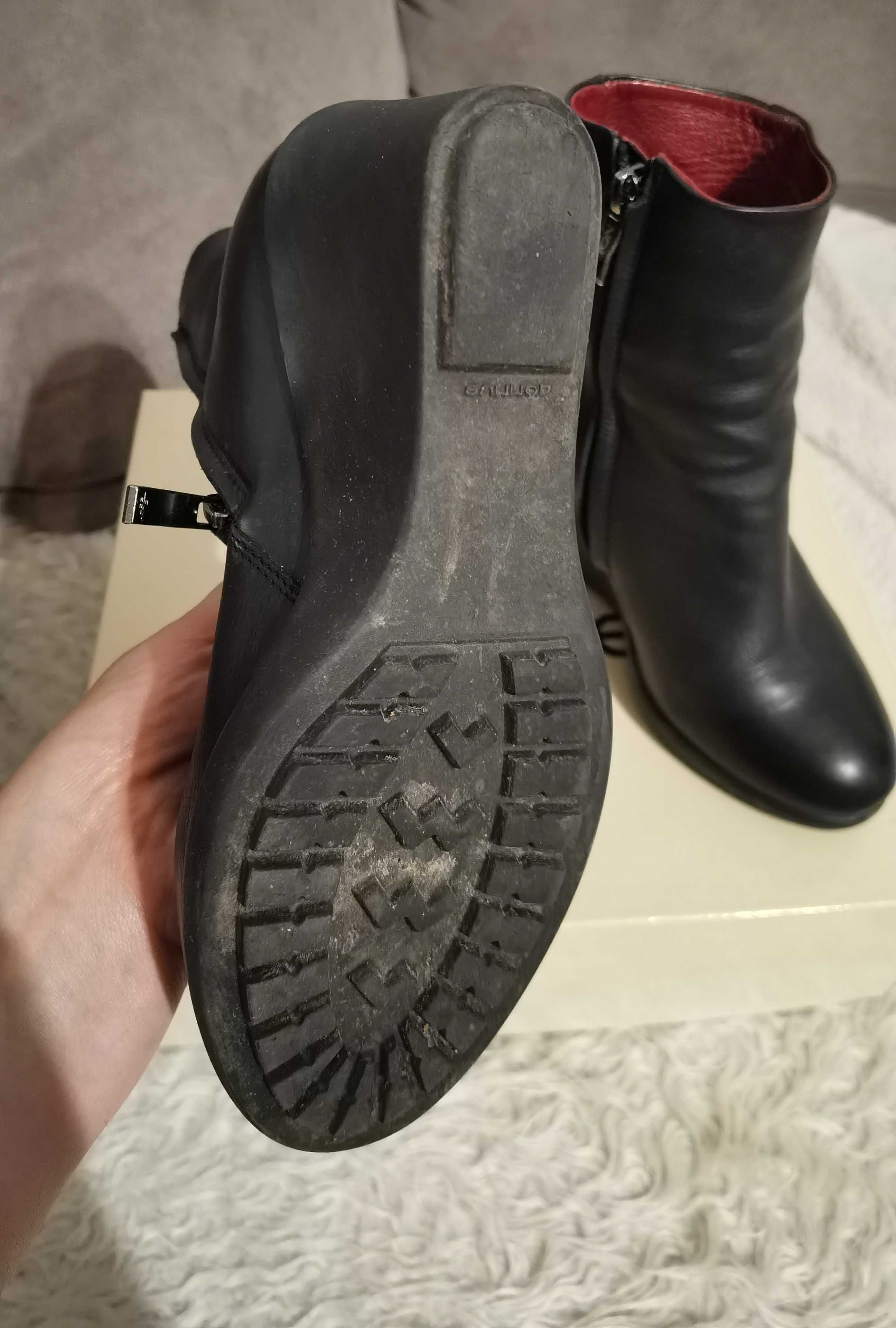 Nord-shoes czarne buty damskie botki koturn skóra r 36