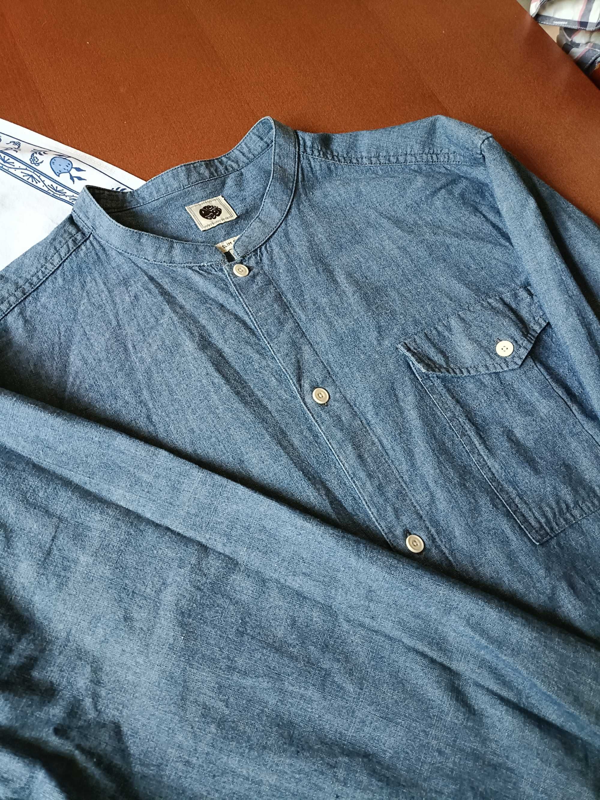 Koszula jeansowa męska na stójce rozmiar L/XL