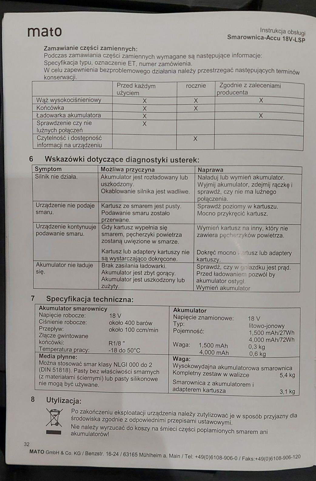 Smarownica akumulatorowa MATO 18V S-LSP