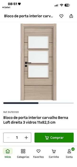 Porta interior berna carvalho direita 82.5cm