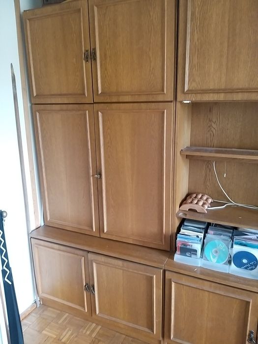 Meblościanka lata 80 okleina dębowa, PRL