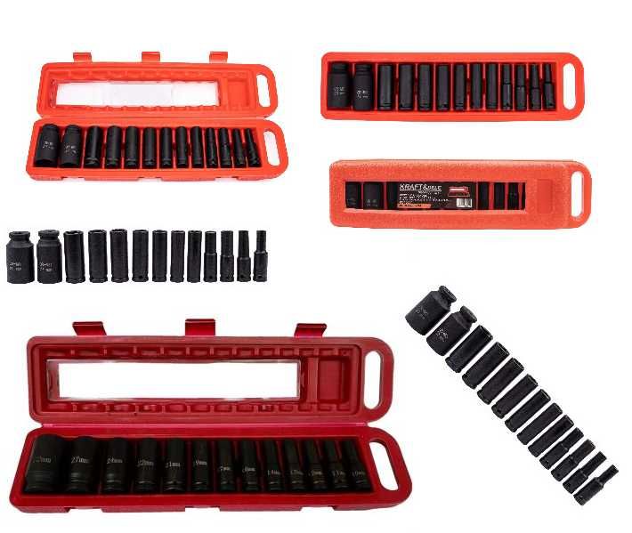 Udarowe klucze nasadowe 1/2 nasadki długie 10-32mm 13 sztuk KRAFTDELE