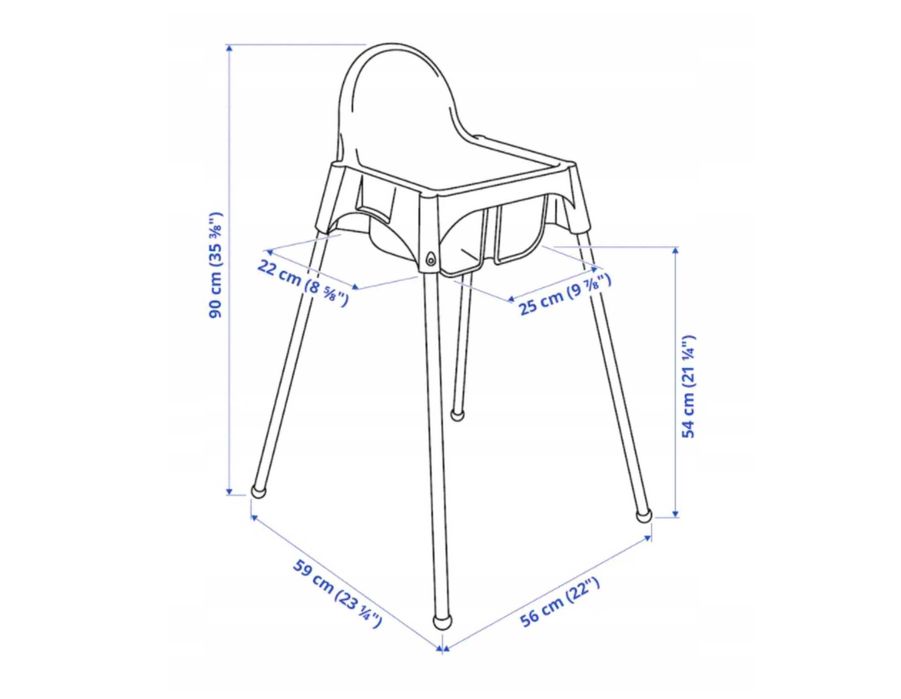 Ikea Antilop Krzesełko do karmienia dziecka + tacka + pasy