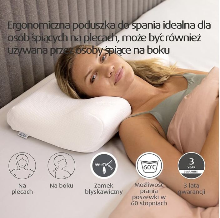 Poduszka z pianki termoelastycznej, tempur do spania na boku i plecach