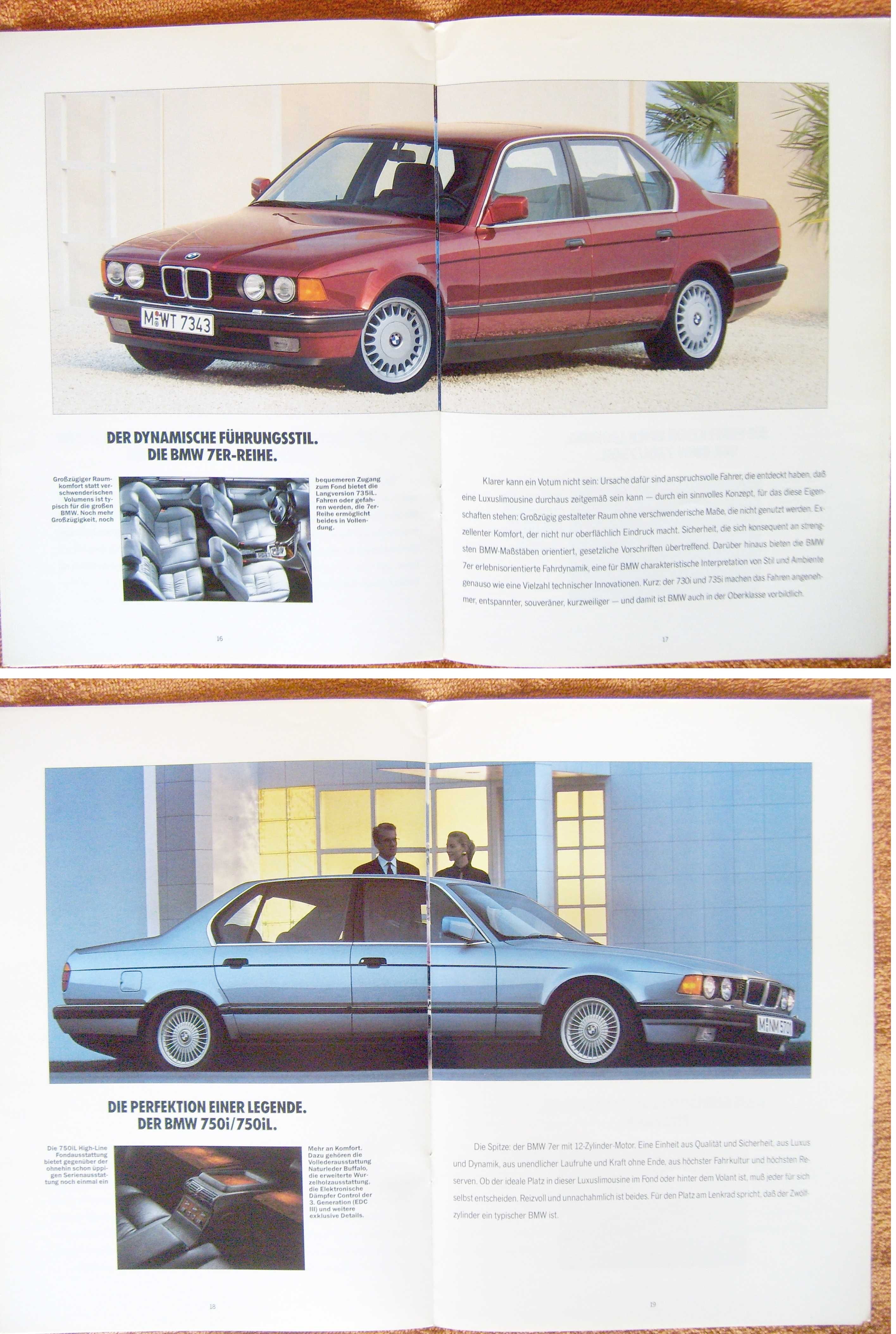 BMW 1992 Programm / prospekt: 3 E30 + E36, 5 E34 + M5, 7 E32, 8 E31