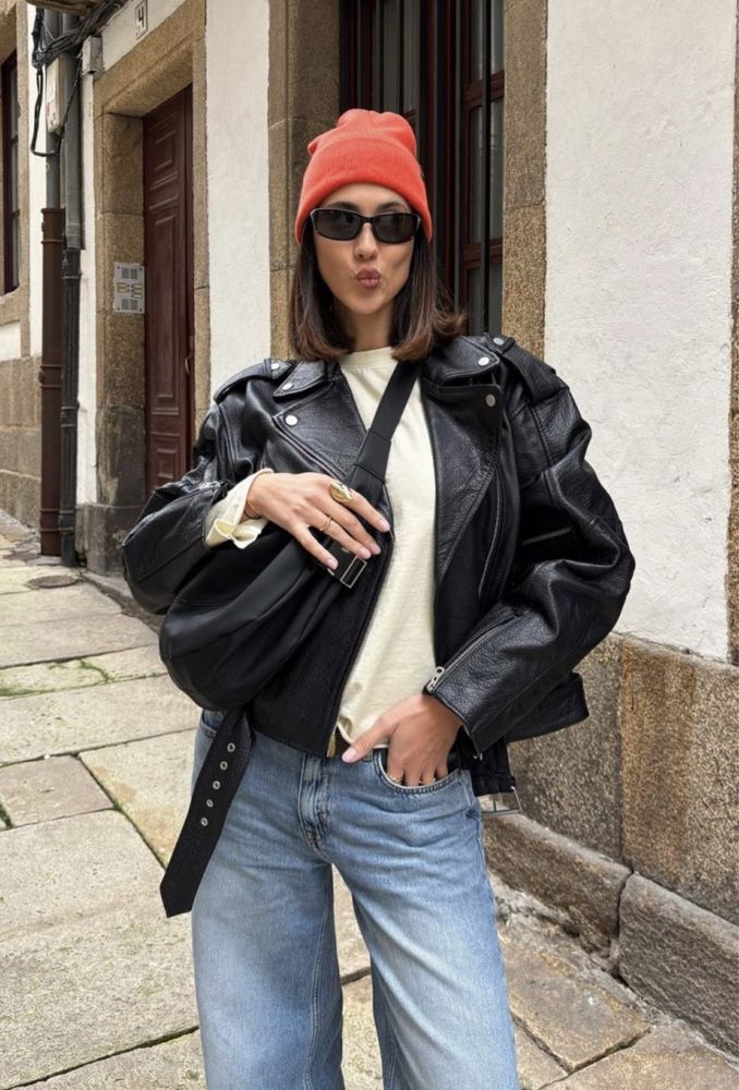 Куртка косуха шкіра pull&bear