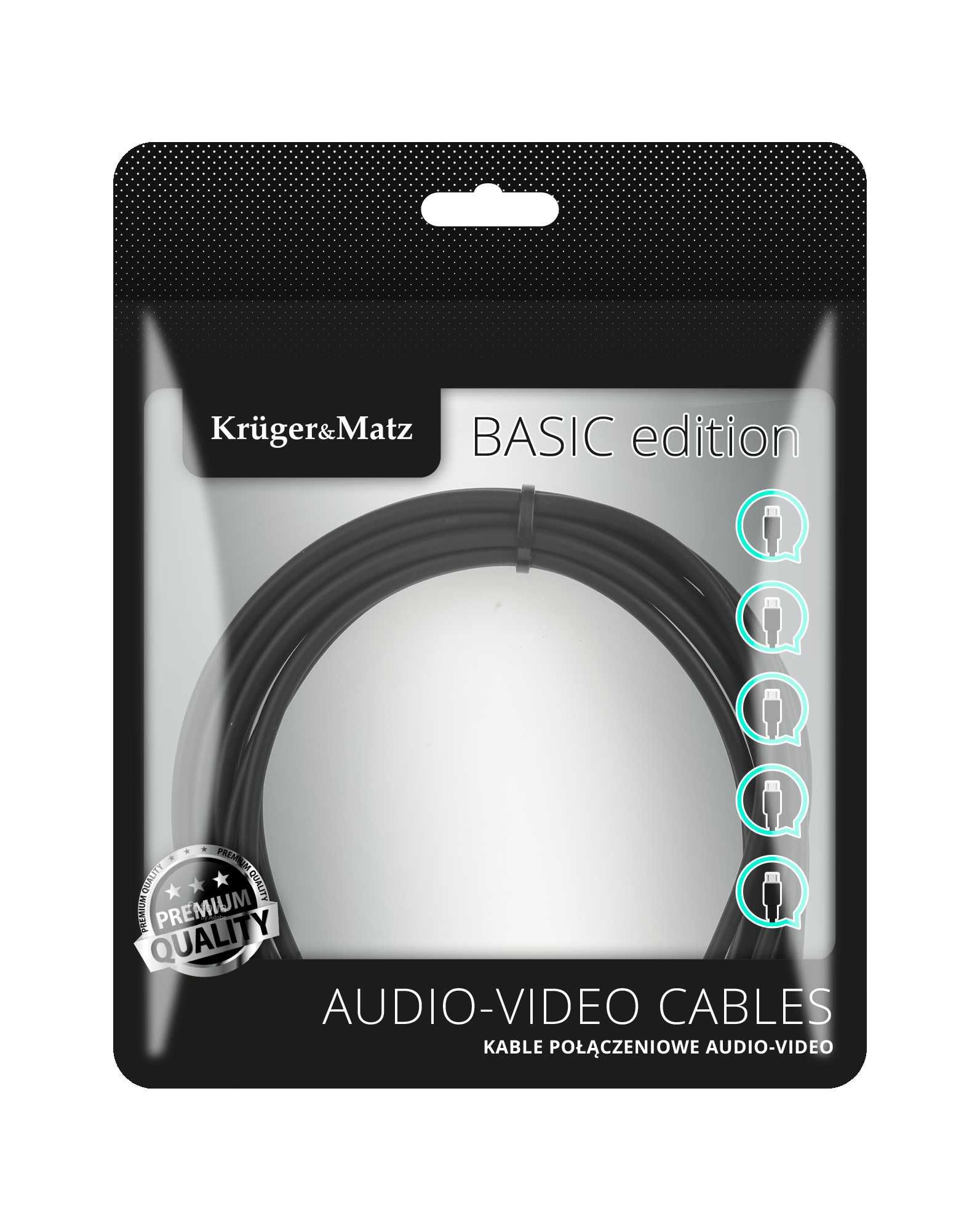 Kabel jack 3.5 wtyk kątowy stereo - 3.5 wtyk 1.8m Kruger&Matz Basic