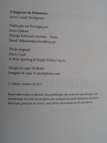 O Regresso da Primavera de Sveva Casati Modignani - 1ª Edição