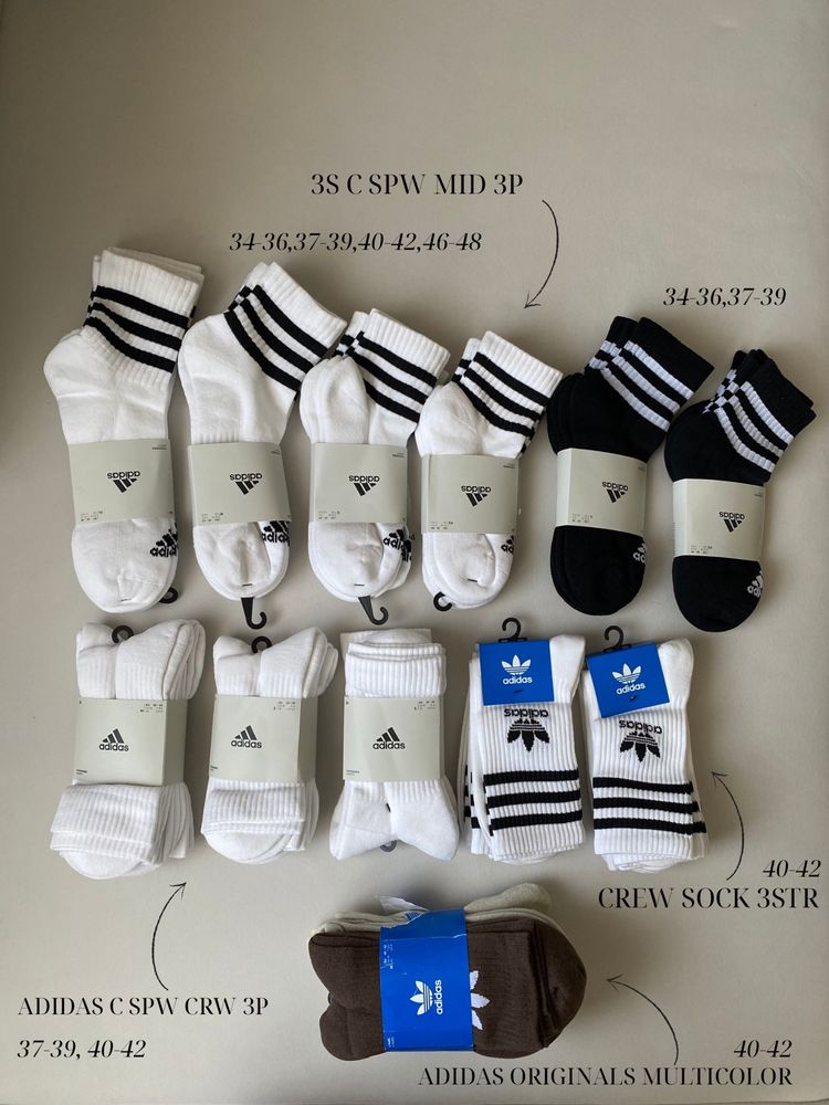 Оригінальні шкарпетки Adidas | Набори по 3 пари | В наявності!