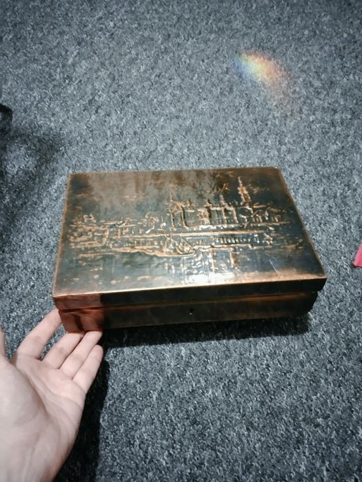 Stara duża szkatułka prl