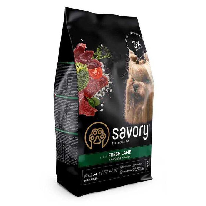 SAVORY Adult Small Breeds 3 кг з ягням для собак малих порід. СЕЙВОРІ