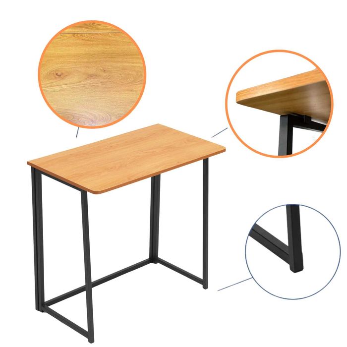 Składane Biurko LOFT Stolik Toaletka Czarne 80x45 x74 jak Drewno Komp