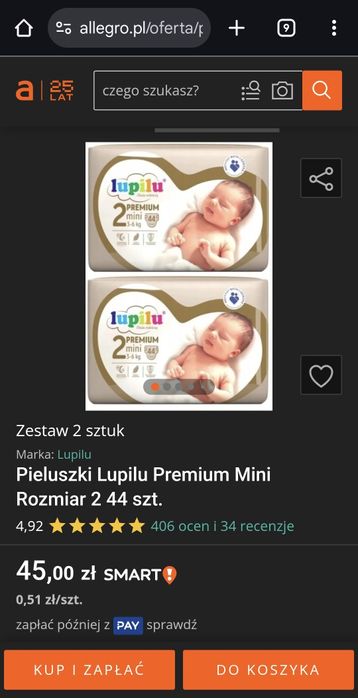 Pieluchy lupilu rozmiar 2, premium mini, 2 nowe opakowania