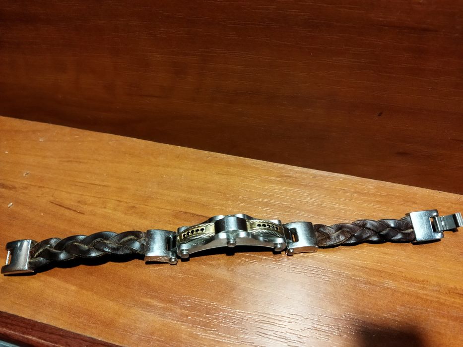 Браслет мужской- кожа, метал