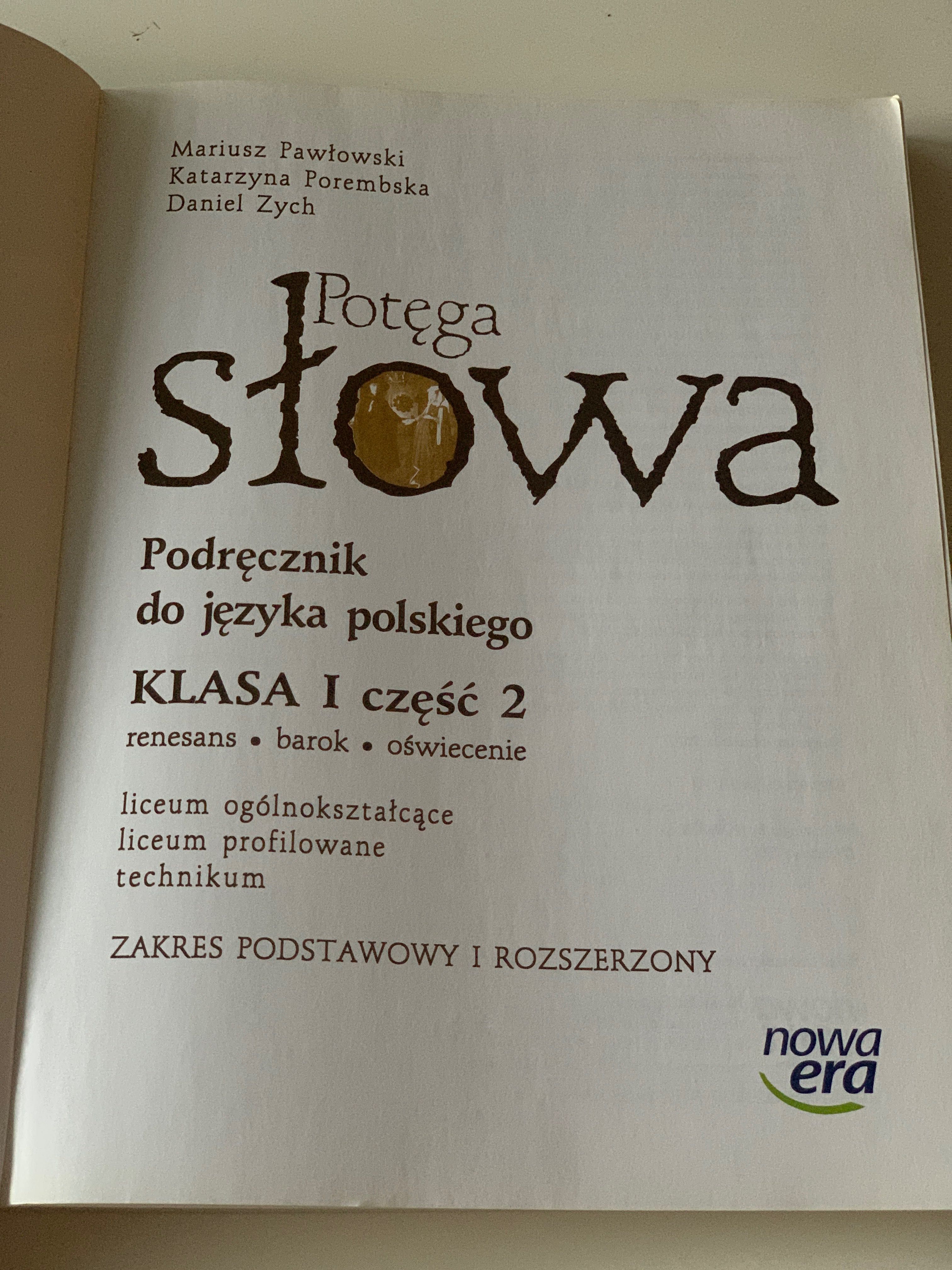 Potęga słowa klasa 1 cześć 2 Liceum Nowa Era stan bdb