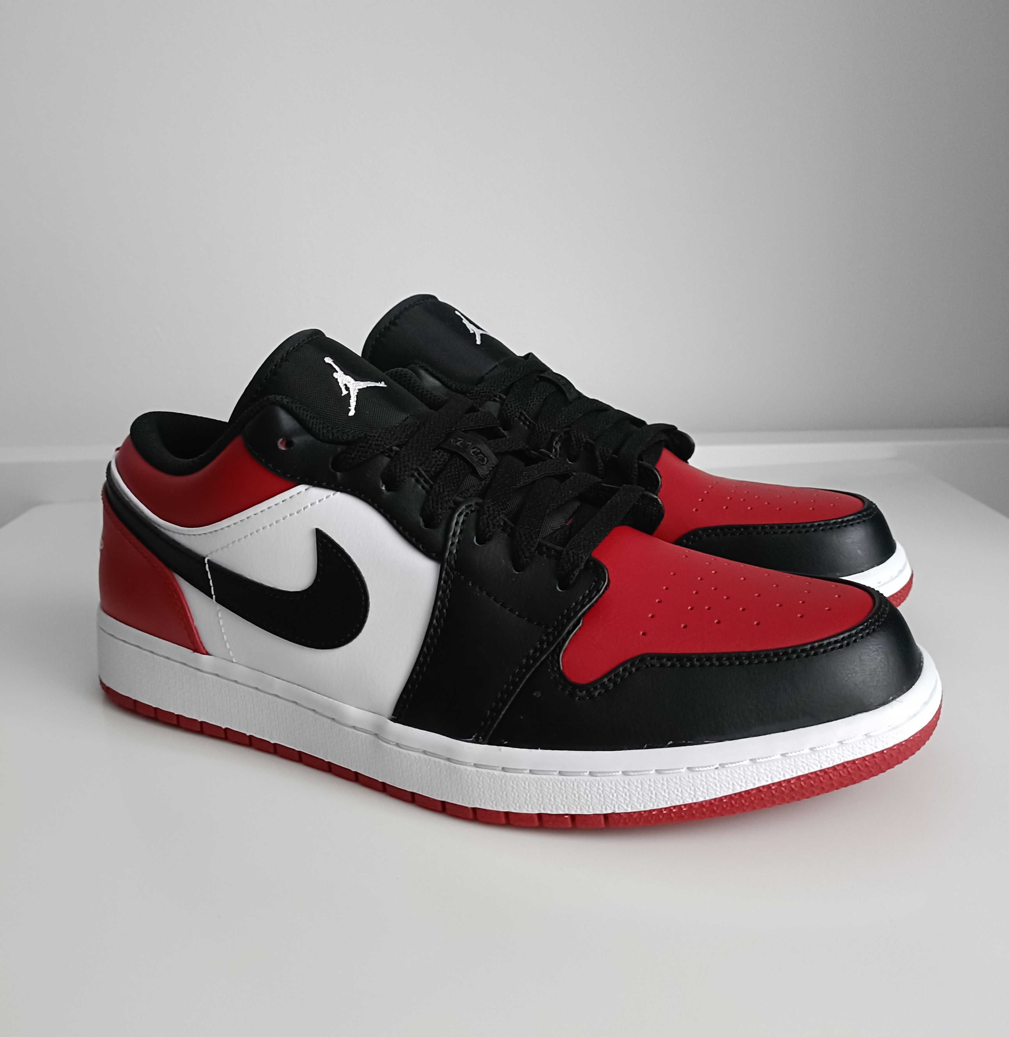 Buty męskie skórzane Jordan 1 Low Bred Toe w rozmiar 46 wkładka 30 cm