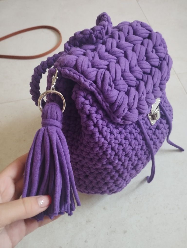 Piękny pleciony makramowy boho plecak