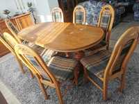Stół drewniany klasyczny 180 cm + 8 krzeseł
