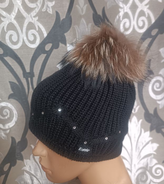 Eisbar czapka z pomponem naturalny jenot damska wełna merino damska